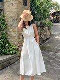 Kukombo New Summer Women Slim Comfortable Fashion Tide Designer Runway Chic Casual White Dress