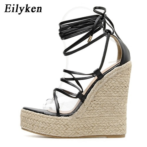 Christmas Gift Eilyken Fashion Summer Wedges Women Sandals Open Toe Ankle Strap Ladies Platform Wedges Sandals High heels Shoes size 35-42