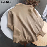 Christmas Gift Korean Style Loose Sweater Women Pullover Casual Half Turtleneck Long Sleeve Knit Sweater Female Jumpers  solid basic sweater