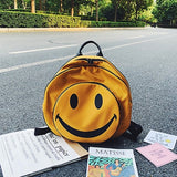 Kukombo Back to school  Funny Smiling Face Backpack Women Laptop Bag  Big Capacity Cartoon Printed Students Backpacks Children Nylon Travel Bag Yellow