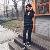 Christmas Gift Work Pant Suits OL 2 Piece Sets Double Breasted Striped Blazer Jacket & Zipper Trousers Suit For Women Set Feminino Spring