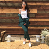 Christmas Gift Work Pant Suits OL 2 Piece Sets Double Breasted Striped Blazer Jacket & Zipper Trousers Suit For Women Set Feminino Spring