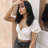 Kukombo Vintage French Sexy White Crop Top Cotton Lace With Straps Slim Wasit Ruffles Streetwear Summer Tank Top For Girls