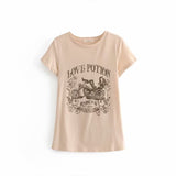 Kukombo Casual Beige Women Tshirt Cotton Apricot Tees Regular Sleeve Summer Tops Femme Summer Designer Vestidos New Arrivals 2023