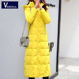Christmas Gift Winter White Duck Down Jacket Women Slim Thick Long Down Coat Female Hooded Puffer Jacket Long Sleeve Ladies Outwears