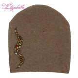 Christmas Gift Women Autumn And Winter Hat angora Knitted Skullies Beanies Cap Sexy beard diamond decoration hats for Girls