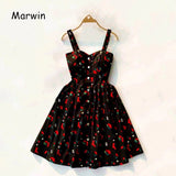 Christmas Gift Marwin New-Coming Summer Women Spaghetti Strap Print Floral Sleeveless Empire Beach Dresses High Street Style