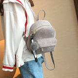 Kukombo Back to school  Cute Velvet Backpack For Teenagers Children Mini Back Pack Kawaii Girls Kids Small Backpacks Female Packbags Fur Ball School Bag