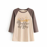 Kukombo Elegant Apricot Beach Summer Tshirt Moon And Stars Color Patchwork O Neck Holiday Boho Tees Tops Designer New Arrivals