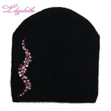 Christmas Gift Women Autumn And Winter Hat angora Knitted Skullies Beanies Cap Sexy beard diamond decoration hats for Girls