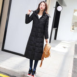 Christmas Gift Winter White Duck Down Jacket Women Slim Thick Long Down Coat Female Hooded Puffer Jacket Long Sleeve Ladies Outwears