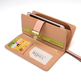 Kukombo 2022 Fashion Women Wallet Long Portfel Gold Hollow Leaves Pouch Cute Leather Handbag for Women Coin Purse Card Holders Clutch