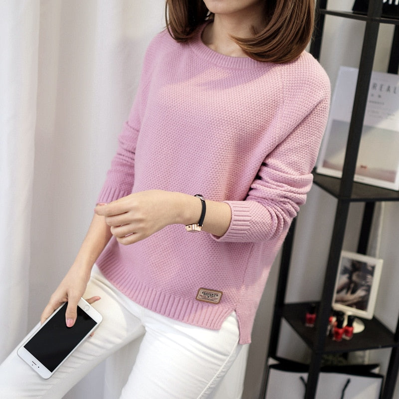 Christmas Gift Autumn Sweater 2021 Spring women fashion sexy o-neck Casual women sweaters and pullover warm Long sleeve Knitted Sweater