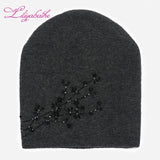 Christmas Gift Women Autumn And Winter Hat angora Knitted Skullies Beanies Cap diamante blossom decoration hats for Girls