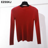 Christmas Gift winter clothes Knitted woman sweaters Pullovers spring Autumn Basic women's jumper Slim women's sweater cheap pull long sleeve