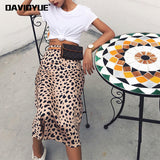 Kukombo Leopard Print Skirt Women A-Line High Waist Skirt Wild Midi Skirts Womens Things Sexy Long Skirts Summer 2022