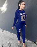 Cyber Monday Sales Women's Letter Printed 2 Pieces Outfits T-Shirt Tops And Bodycon Long Pants Set Sweatshirt Full Sleeve Long Jumpsuit S-Xl