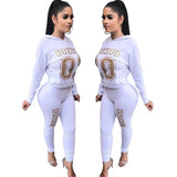 Cyber Monday Sales Women's 2 Pieces Outfit Letter Print Long Sleeve Hoodies + Long Bodycon Pant Sweatsuits Tracksuits Jumpsuits
