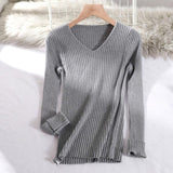 Christmas Gift 2021 basic v-neck solid autumn winter Sweater Pullover Women Female Knitted sweater slim long sleeve badycon sweater cheap