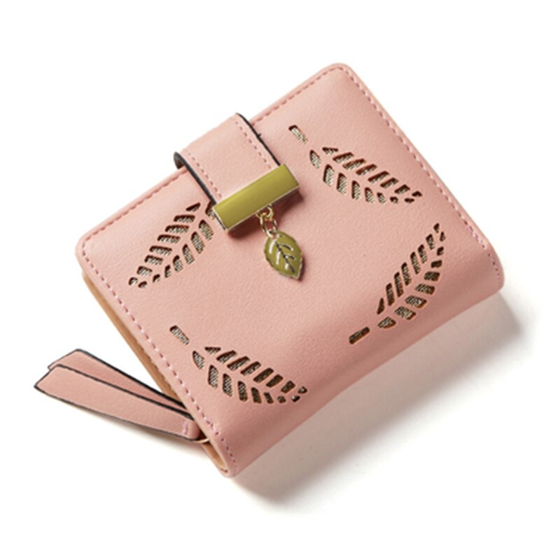 Kukombo 2022 Fashion Women Wallet Long Portfel Gold Hollow Leaves Pouch Cute Leather Handbag for Women Coin Purse Card Holders Clutch