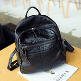 Kukombo Back to school  Washable Soft Pu Leather Women Backpack Small Simple Campus Student School Bag Travel Backpack Female Shoulder Bag Daypack Black