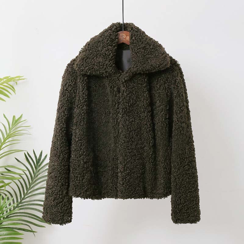 Christmas Gift Curly Lamb Faux Fur Jacket Coat Women Turn Down Collar Furry Fake Fur Jacket for Women 2018 Winter Warm Fluffy Jackets Outerwear