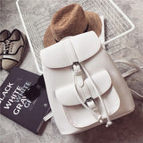 Kukombo Back to school  Women Drawstring Backpack PU Leather School Bags Teenage Girls Belt Decoration Backpacks For Female High Quality Ladies Bagpack