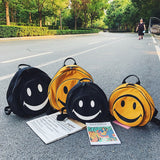 Kukombo Back to school  Funny Smiling Face Backpack Women Laptop Bag  Big Capacity Cartoon Printed Students Backpacks Children Nylon Travel Bag Yellow