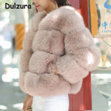 Christmas Gift Fluffy Pink Faux Fox Fur Coat Jacket Women Winter 2021 New Fashion Fake Fox Fur Short Coat Elegant Thick Warm Overcoat Femme