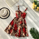 Christmas Gift Marwin New-Coming Summer Women Spaghetti Strap Print Floral Sleeveless Empire Beach Dresses High Street Style