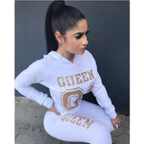 Cyber Monday Sales Women's Letter Printed 2 Pieces Outfits T-Shirt Tops And Bodycon Long Pants Set Sweatshirt Full Sleeve Long Jumpsuit S-Xl