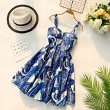 Christmas Gift Marwin New-Coming Summer Women Spaghetti Strap Print Floral Sleeveless Empire Beach Dresses High Street Style