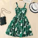 Christmas Gift Marwin New-Coming Summer Women Spaghetti Strap Print Floral Sleeveless Empire Beach Dresses High Street Style