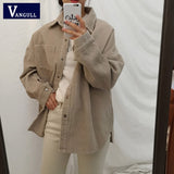 Christmas Gift New Harajuku Corduroy Jackets Women Winter Autumn Coats Plus Size Overcoats Female Big Tops Cute Jackets Solid Color Clothing