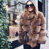 Rarove Christmas Gift Women Winter Luxury Faux Fur Jackets Coats Shaggy Thicken Warm Outerwear Overcoat Ins Fashion High Street Fake Fox Fur Coat