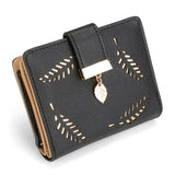 Kukombo 2022 Fashion Women Wallet Long Portfel Gold Hollow Leaves Pouch Cute Leather Handbag for Women Coin Purse Card Holders Clutch