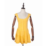 Kukombo Boho Vintage Ladies Dresses Beach Ruffle Yellow Casual Mini Dress Vestidos Bohemian Elegant Summer Dress