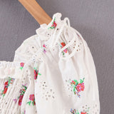 Kukombo Vintage Blouse Women Tops Elastic White Shirt Elegant Modis Cotton Clothes Streetwear Puff Sleeve Korean Fashion Clothing