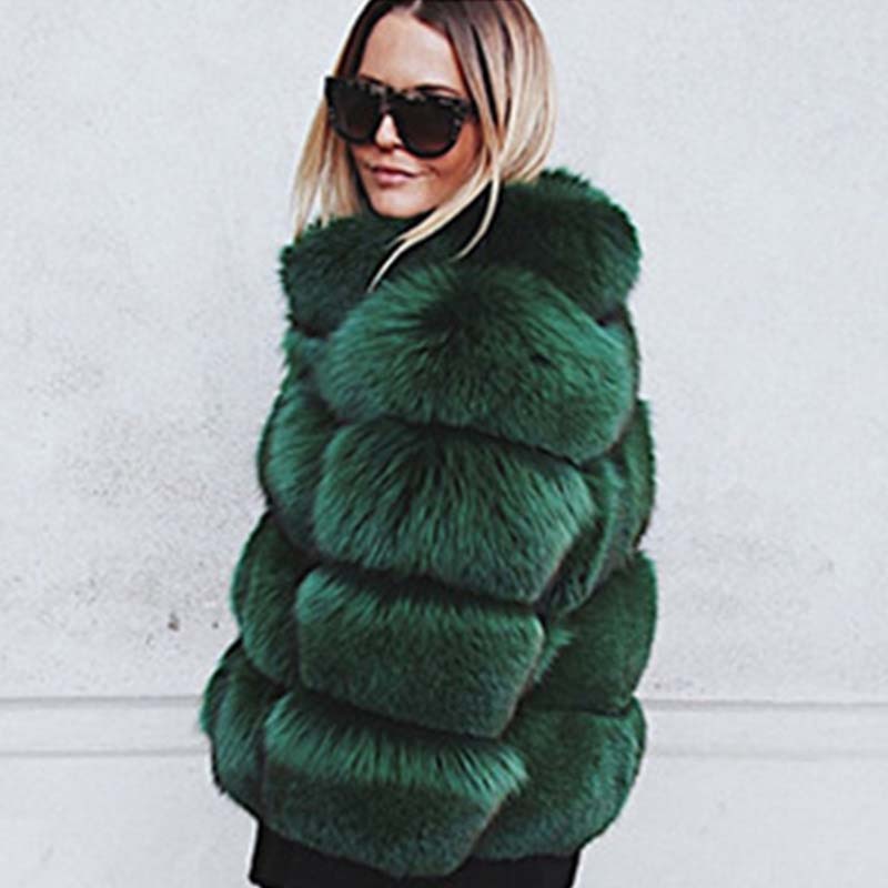 Rarove Christmas Gift Women Winter Luxury Faux Fur Jackets Coats Shaggy Thicken Warm Outerwear Overcoat Ins Fashion High Street Fake Fox Fur Coat