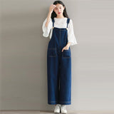 Kukombo Wide Leg Jumpsuit With Pockets Spring Summer Womens Rompers Plus Size Jumpsuits Mori Girl Denim Overalls 4XL 5XL