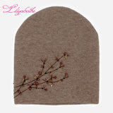 Christmas Gift Women Autumn And Winter Hat angora Knitted Skullies Beanies Cap diamante blossom decoration hats for Girls