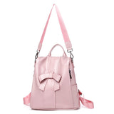 Kukombo Back to school  Cute Pink Bow Women Backpack Pu Leather Antitheft Backpack For Teenage Girls Rucksack Female Shoulder School Bags Travel Mochila