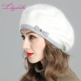 Christmas Gift New style women's winter beret knitted wool angora beret European style Decoration  double warm Hat