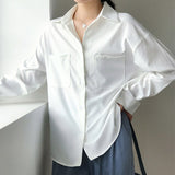 Christmas Gift OL Style White Shirts for Women Turn-down Collar Pockets Women Blouse Tops Elegant Workwear Female Tops blusas femme 2021 Autumn