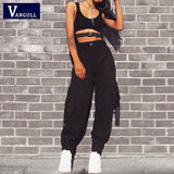 Kukombo Black High Waist Cargo Pants Women Pockets Patchwork Loose Streetwear Pencil Pants 2022 Fashion Hip Hop Women's Trousers
