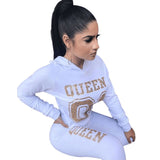 Cyber Monday Sales Women's 2 Pieces Outfit Letter Print Long Sleeve Hoodies + Long Bodycon Pant Sweatsuits Tracksuits Jumpsuits