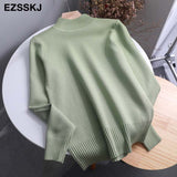 Christmas Gift Korean Style Loose Sweater Women Pullover Casual Half Turtleneck Long Sleeve Knit Sweater Female Jumpers  solid basic sweater