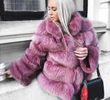 Rarove Christmas Gift Women Winter Luxury Faux Fur Jackets Coats Shaggy Thicken Warm Outerwear Overcoat Ins Fashion High Street Fake Fox Fur Coat