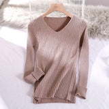 Christmas Gift 2021 basic v-neck solid autumn winter Sweater Pullover Women Female Knitted sweater slim long sleeve badycon sweater cheap