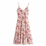 Kukombo Women 2022 Fashion With French Lattice Cherry Printing Crop Sling Tops Vintage Backless Elastic Thin Straps Female Tops